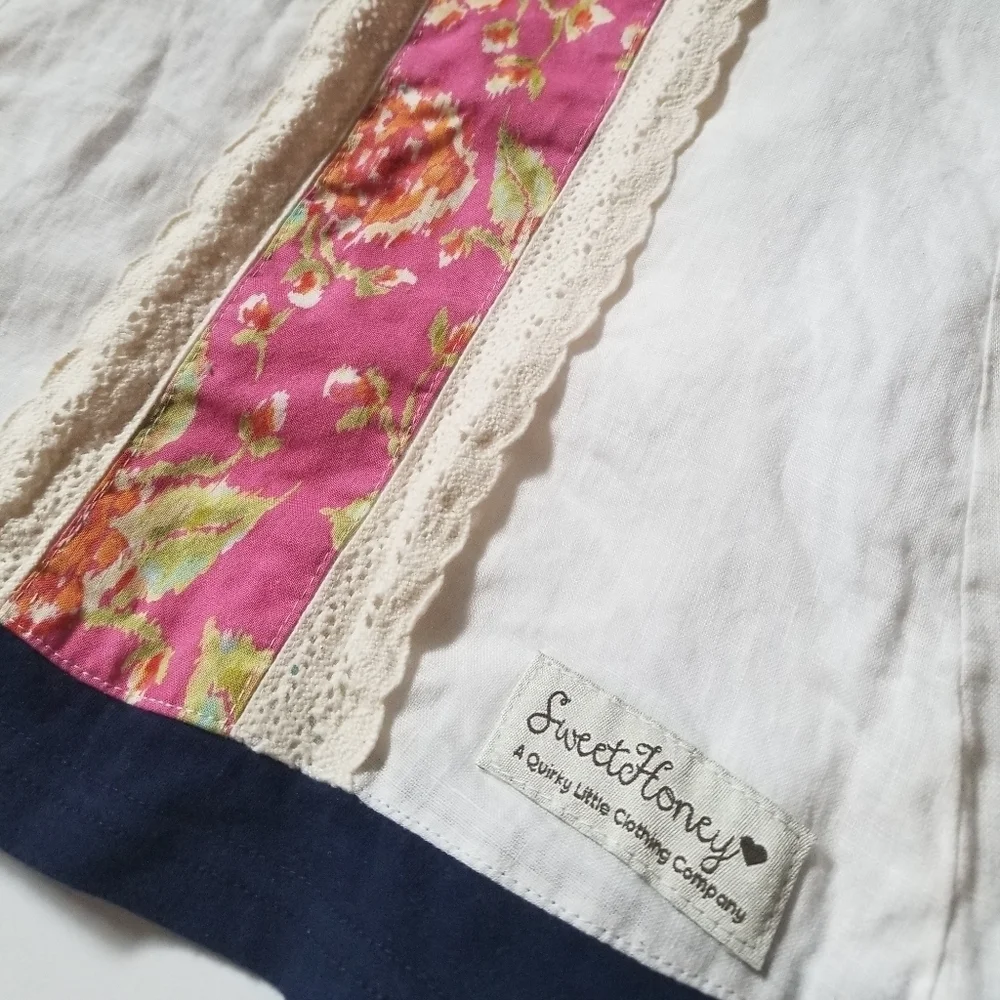 SweetHoney Lace Floral Linen Dress